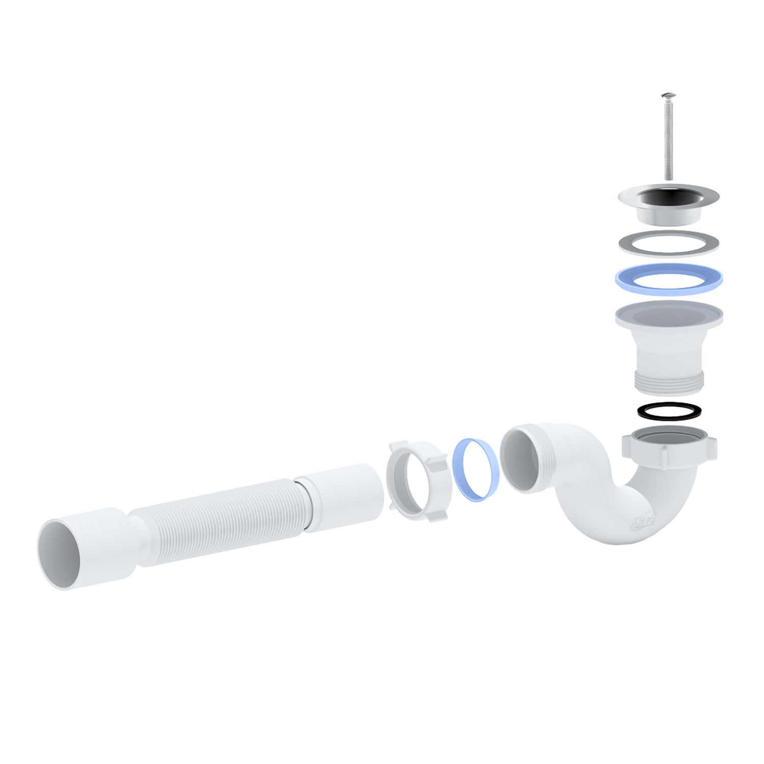 Сифон для душевого поддона 1 1/2"*40 с гибкой трубой 40x50, регулируемый АНИ E215 *1/40