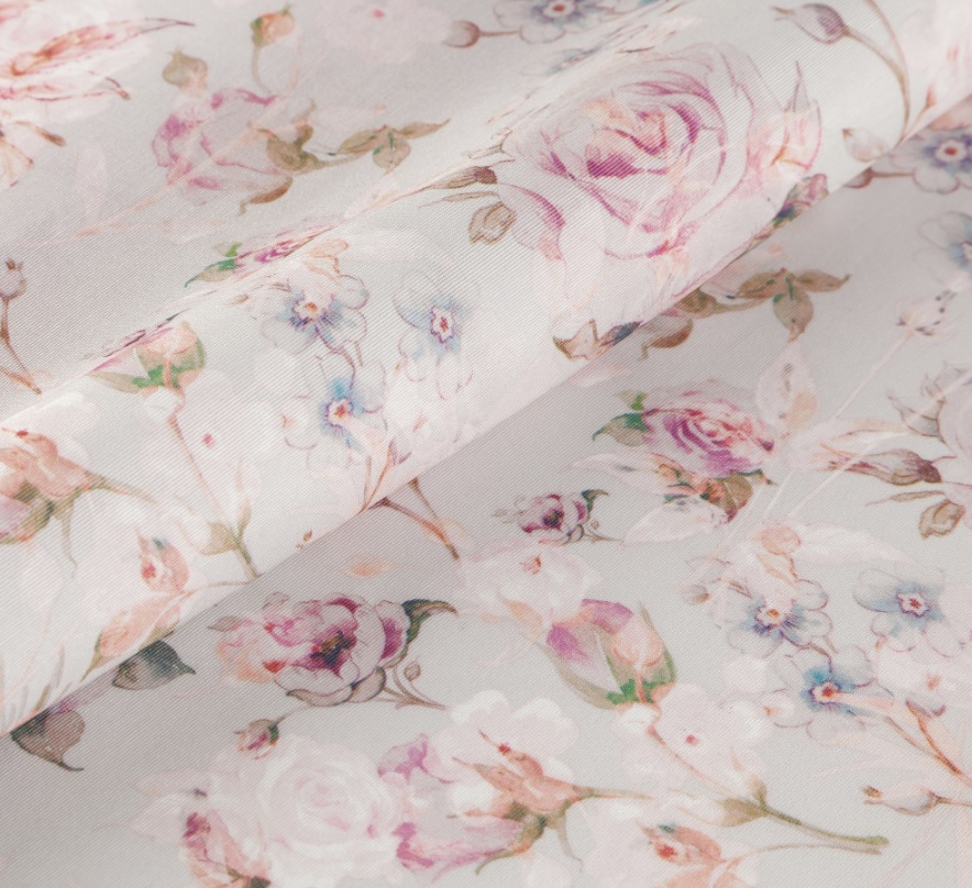 Клеёнка-ткань х/б с тефлоновой пропиткой "De Rosa" "Розы" на сер.-гол. шир.1,37м TF-D25 *20