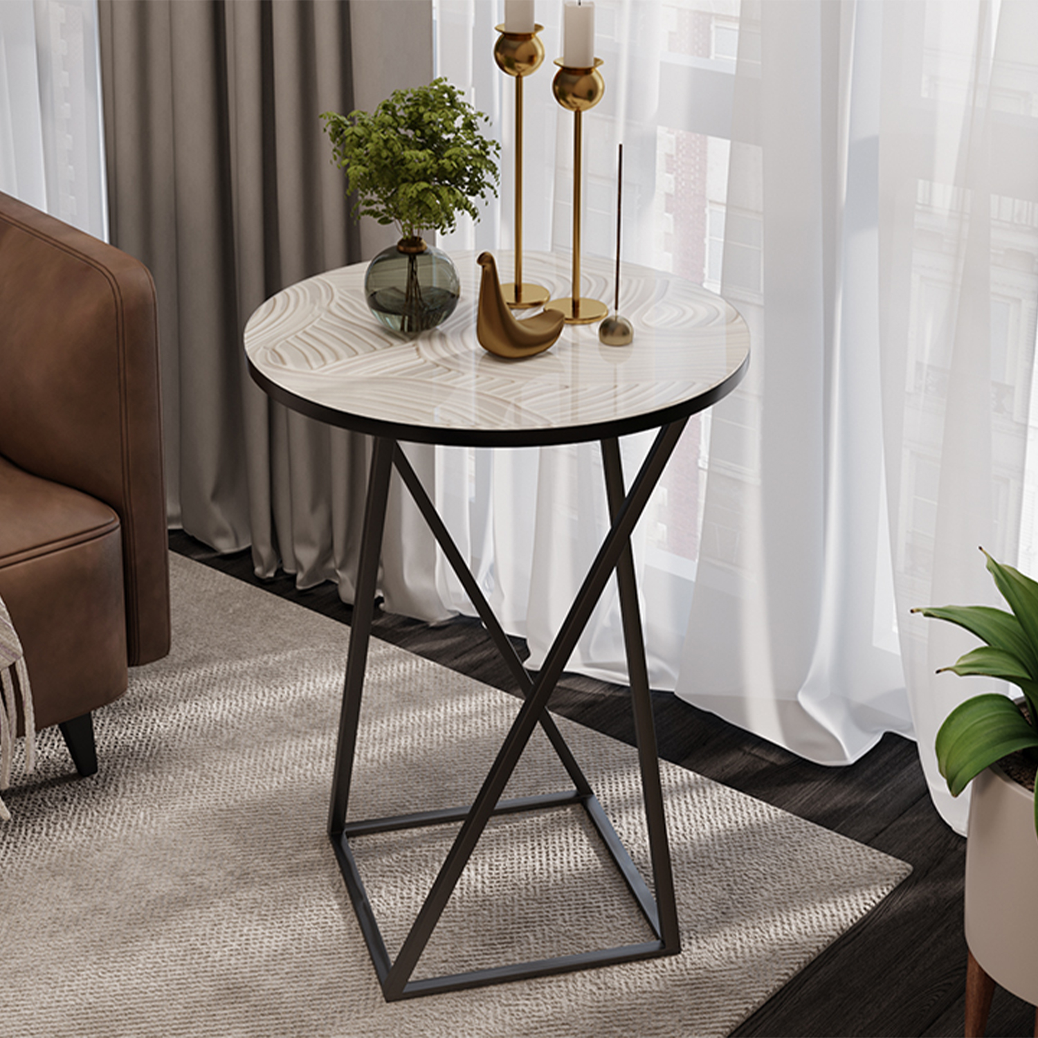 Столик журнальный ДП-1-03-05 исп.2 стекло с рисунком ПЕСОК+каркас черный*1