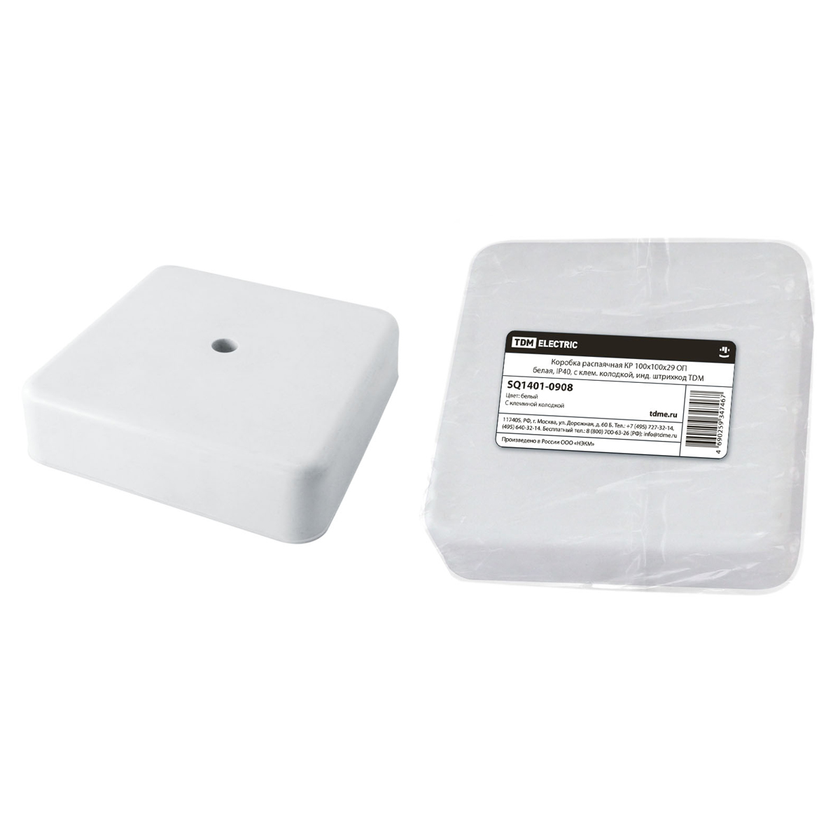 Коробка распаячная ОП 100х100х29мм IP40 белая, клем.колодка TDM SQ1401-0908 *1/42