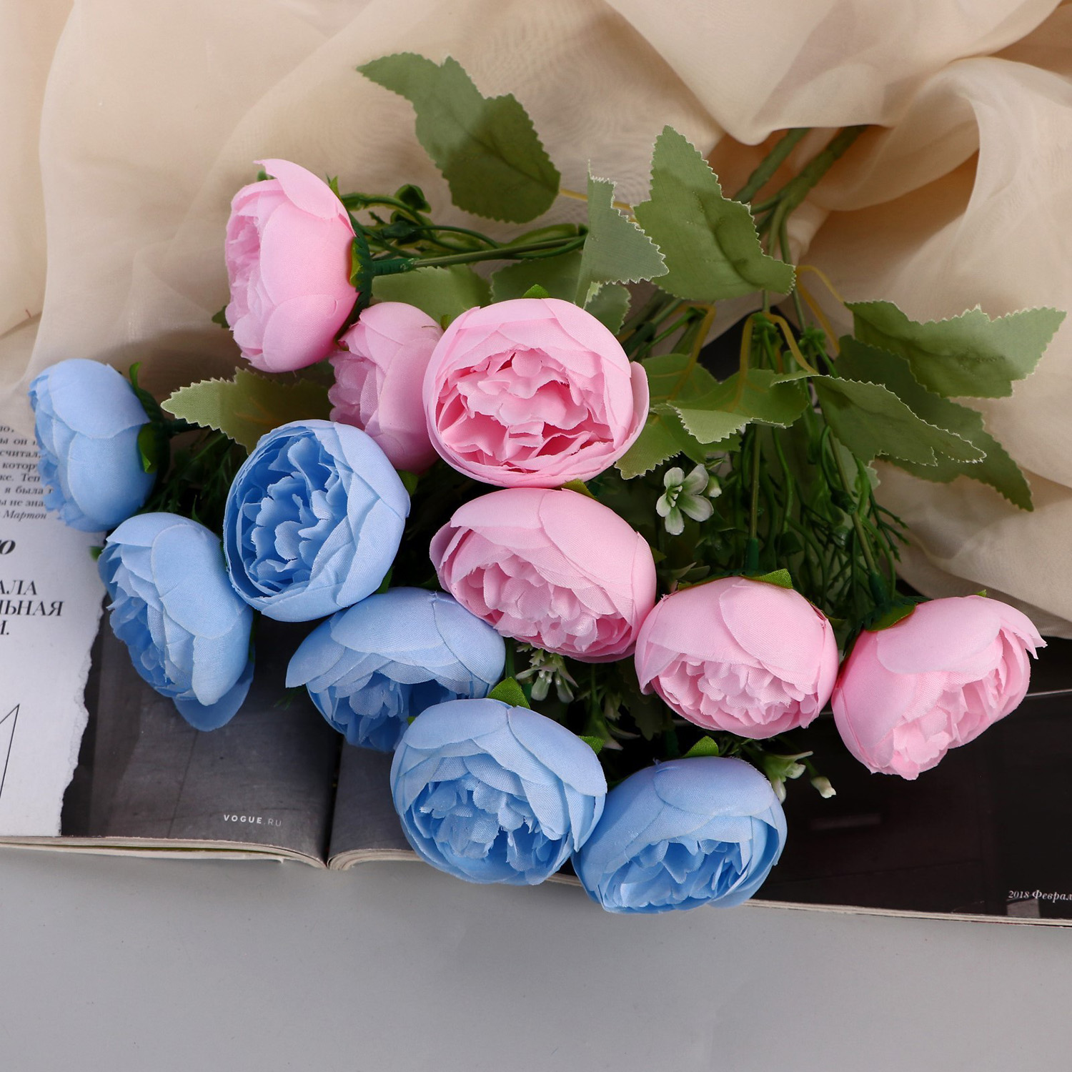 Букет искусственный «Камелия галант», 5×26 см, МИКС