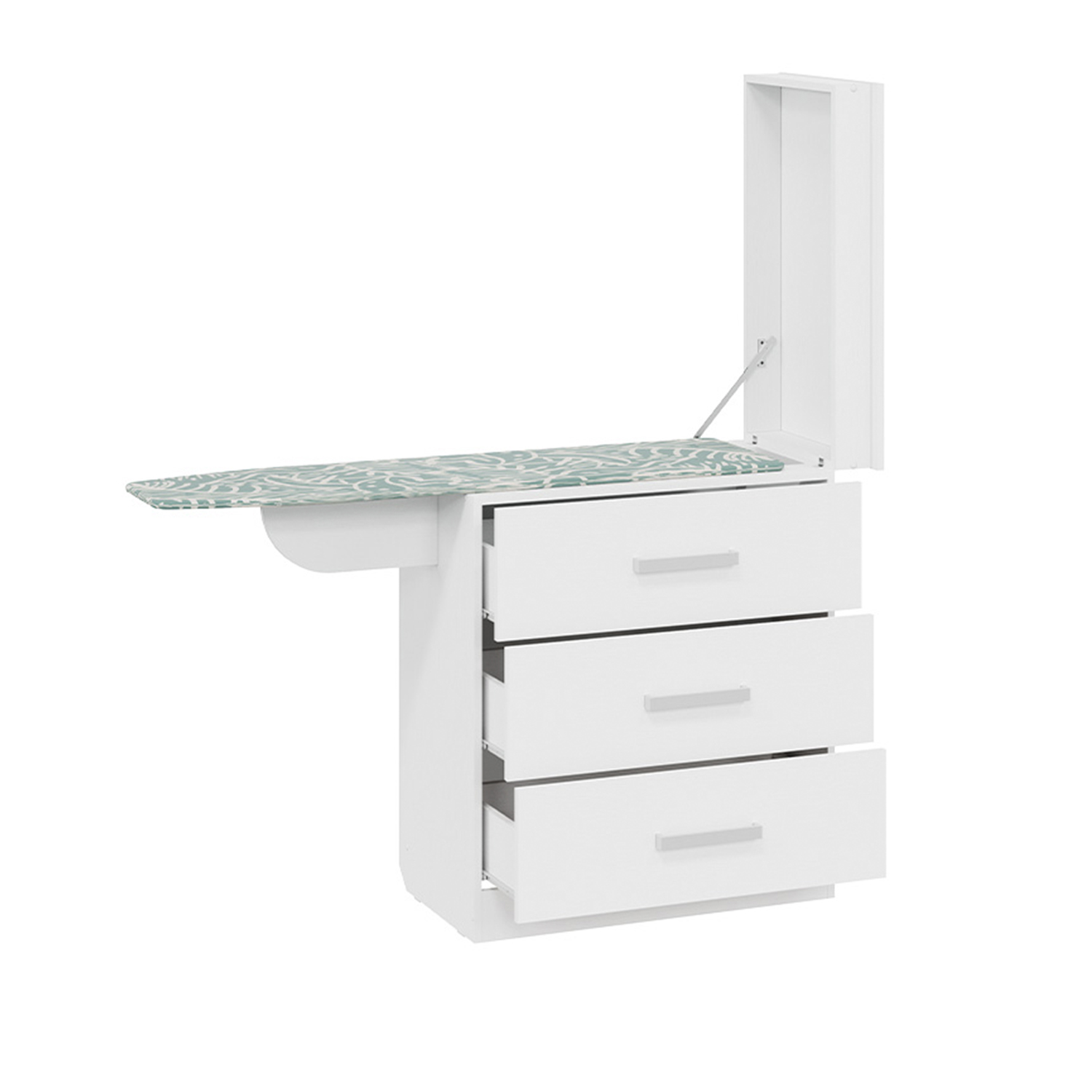 Комод 754*440*930мм 3 ящика БЕЛЫЙ ясень со встроенной гладильной доской ТриЯ*1