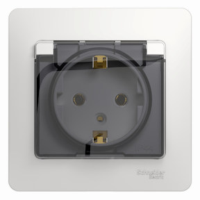 Розетка "Glossa" СП 1-мест. белая c/з, з/ш, з/к  IP20 GSL000146  *1