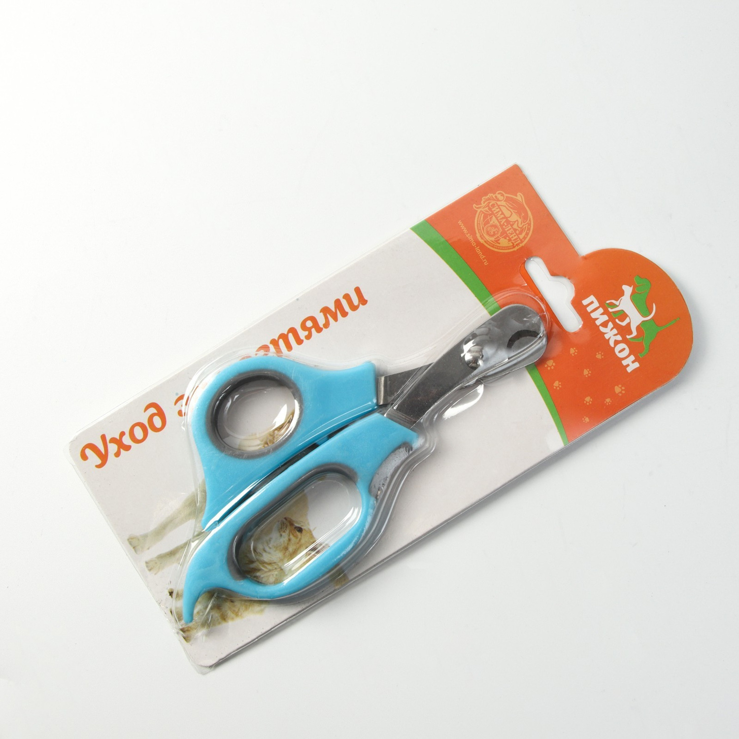 Ножницы-когтерезы средние с упором для пальца, голубые с серым   6960820