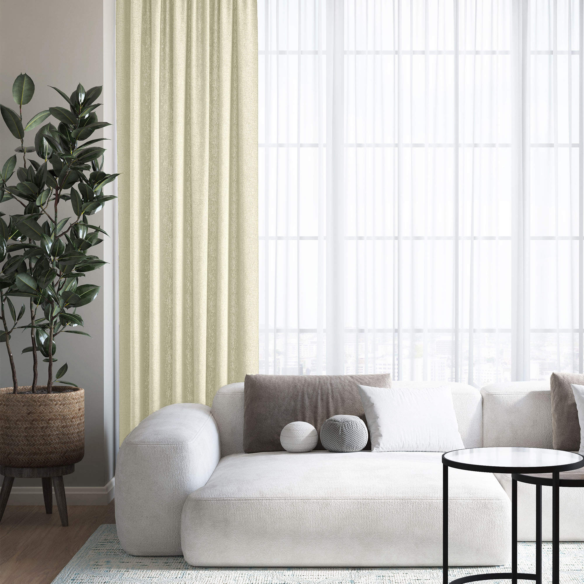 Штора блэкаут рогожка 150*270см крем Волшебная ночь *1/4