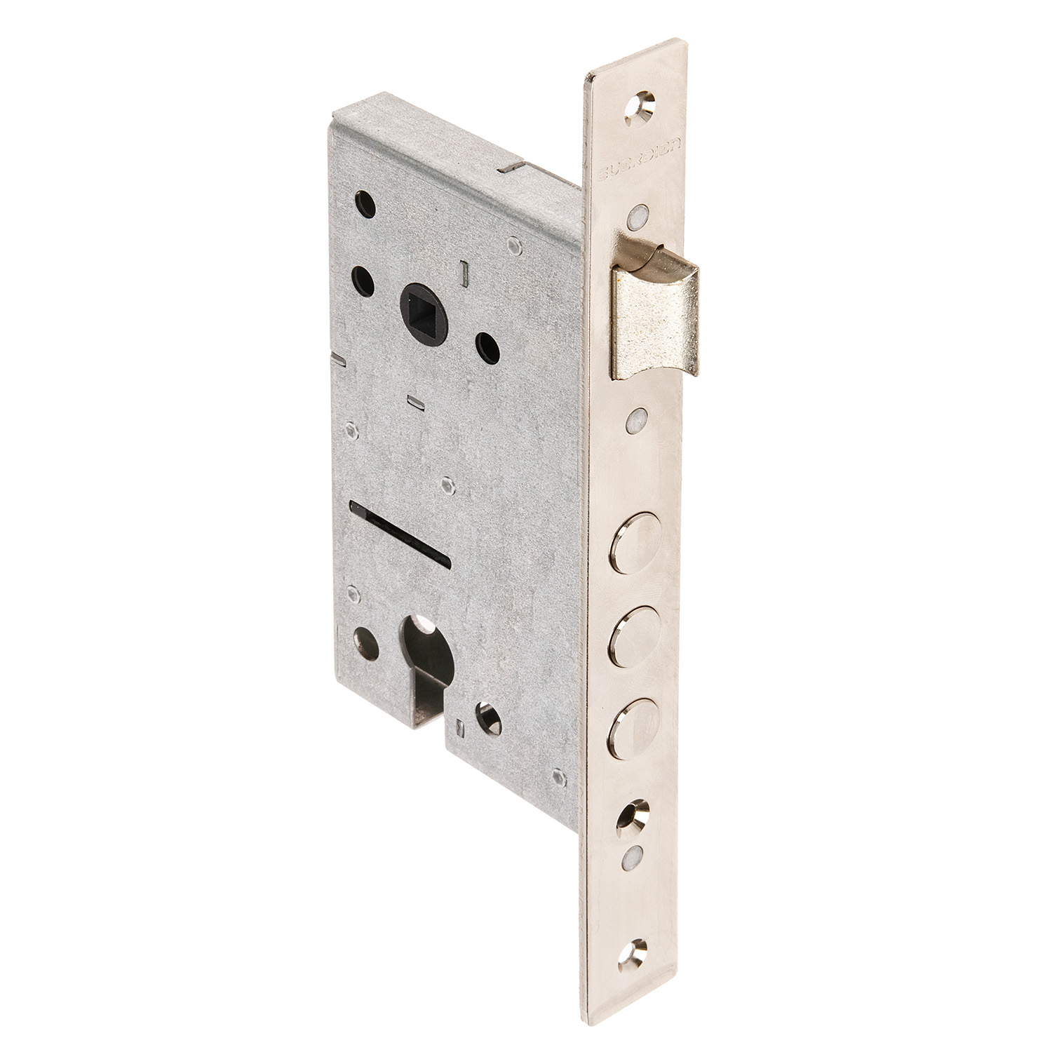 Замок врезной КОРПУС 85мм цил.механизм, хром 1211 Гардиан *1/15