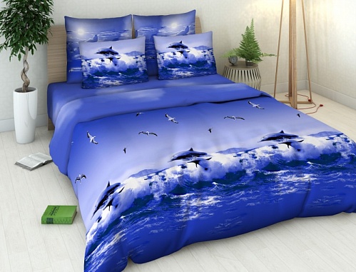 Постельное белье евро бязь Василиса 1511/1 Океан нав70*70,пр200*220