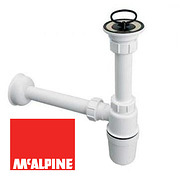 Сифон Mc Alpine 1,25"х32 с выпуском, пробкой, трубой  на 32мм и фланцем (MRW1)  *1