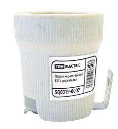 Патрон керамический Е27 подвесн. с держателем белый TDM SQ0319-0007 *10/200