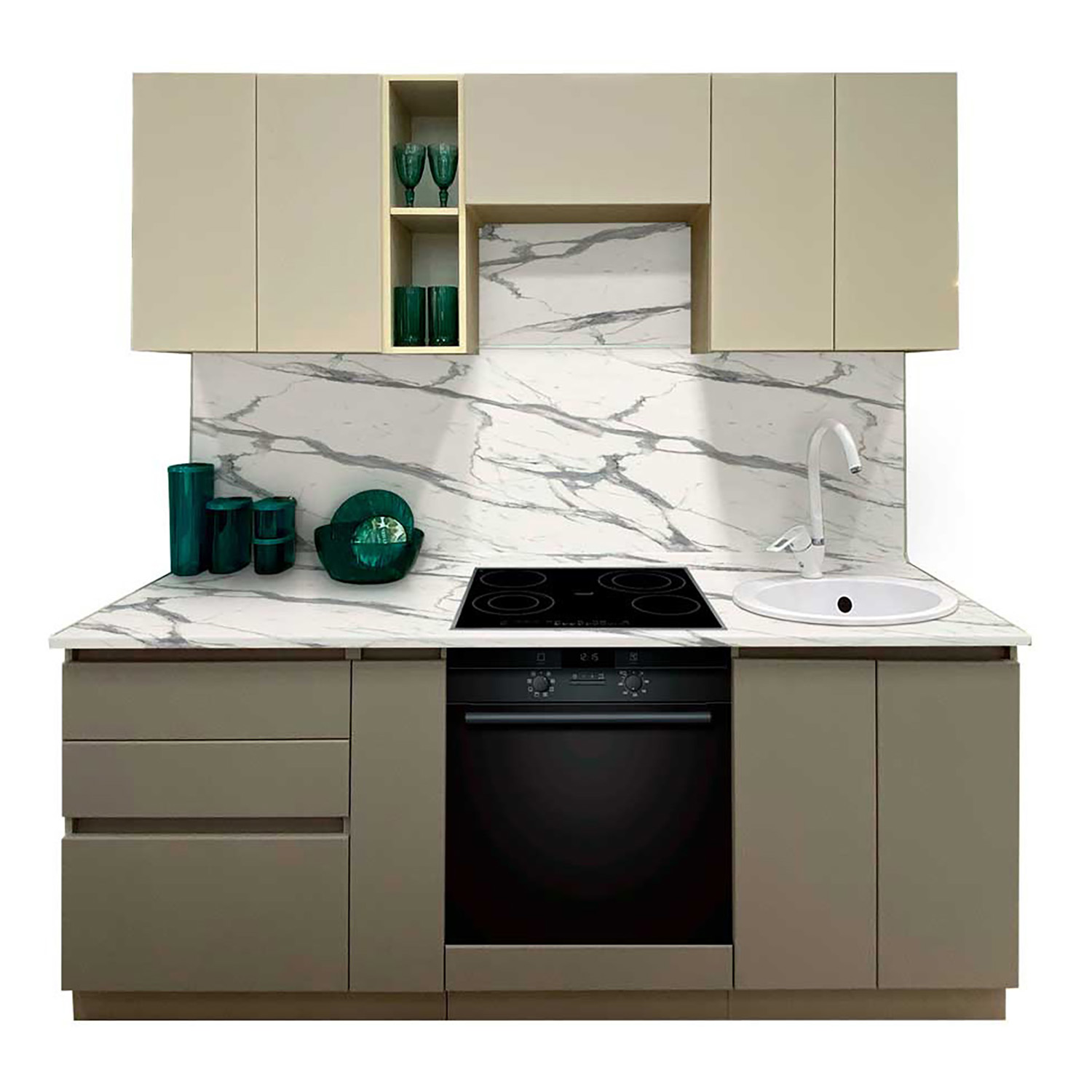 Шкаф напольный 400х850х600 мм BROZEX-WOOD Эрика, с тремя ящиками, грейдж / ясень грей софт