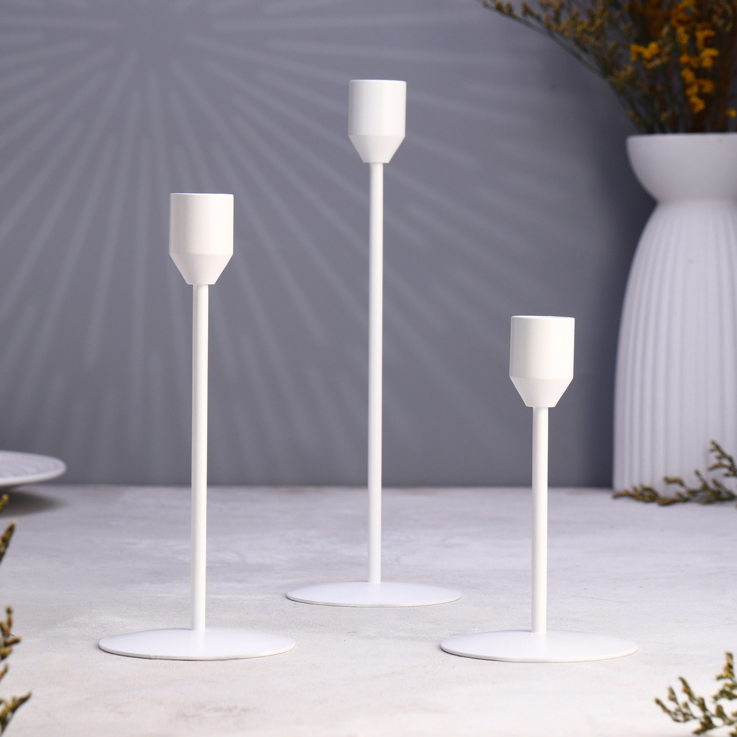 Набор подсвечников "Трио" 8х24; 8х19; 8х14см, белый 10330391