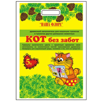 Наполнитель древесный "Кот без забот" 5л. *8/240