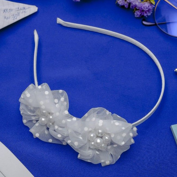 Ободок для волос "Школьница" 0,5 см, два цветочка, жемчужины 3522179