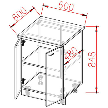 Шкаф напольный 600х850х600 мм BROZEX-WOOD Viola
