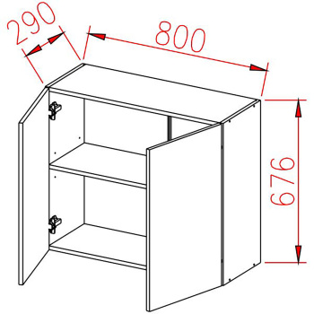 Шкаф навесной 800х676х290 мм BROZEX-WOOD Liberty, с двумя дверцами, белый