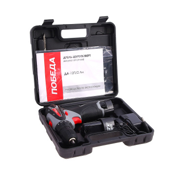 Дрель-шуруповерт 12В 2скор.0-400/0-1200об/мин 25Нм 2Ач 1ч 2аккум LI-ION ДА-12П/2 Ли ПОБЕДА *1/10