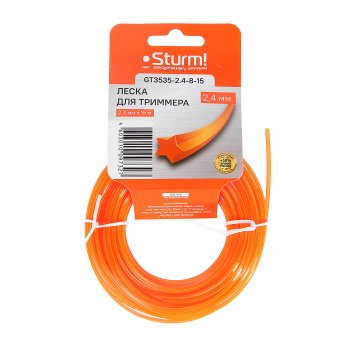 Леска 2,4мм звезда  15м оранжевая (GТ3535-2.4-8-15) STURM *1/60/240