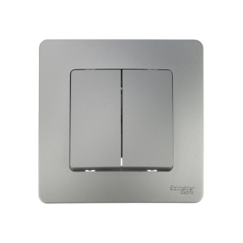 Выключатель "BLANCA" СП 2кл. алюминиевый 10А 250В BLNVS010503 *10/60