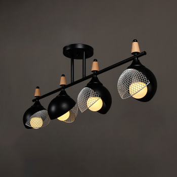 Люстра N6418/4 BK+WOOD 4*40W E27 220V (l-780; w-120; h-270) VERNER LIGHTING *1