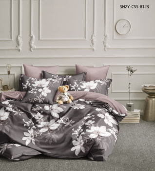 Постельное белье евро сатин Орхидея 2621, наволочки 70*70см - 2шт *1/4