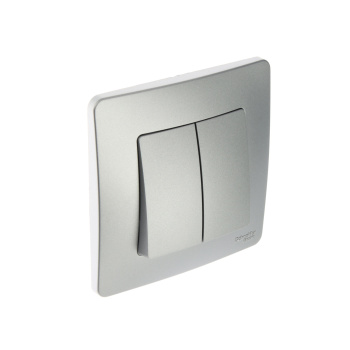 Выключатель "BLANCA" СП 2кл. алюминиевый 10А 250В BLNVS010503 *10/60