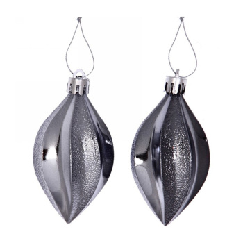Ёлочные игрушки "Таинственное очарование" Капля 8 см (набор 2шт), графит