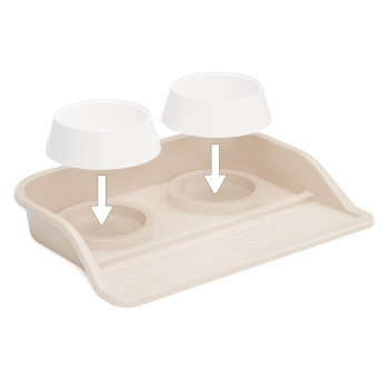 Миски для животных пластм. 2-е ёмкости на ПОДДОНЕ 410х300х60мм Бежевый М8631 *1/10 Миски для животных пластм. 2-е ёмкости на ПОДДОНЕ 410х300х60мм Бежевый М8631 *1/10