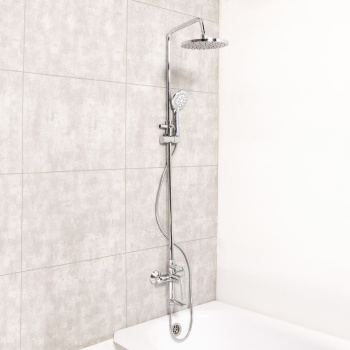 Смеситель д/ванны со стойкой для душа + ручной и тропический душ GROSS AQUA GA9005SMD01 *1