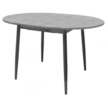 Стол обеденный круглый раздв.ОРИОН d950(+300)мм h750мм Бетон пайн СВЕТЛЫЙ+опора металл Белая *1