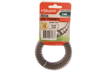 Леска Sturm!, 15 м, 2 мм, квадрат крученый, армированная