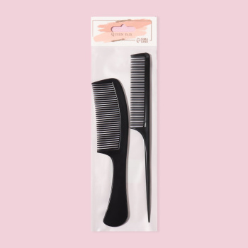 Набор расчесок 2пр (с ручкой с хвостиком) 21,5(±1)см черный пакет QF 3519180