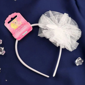 Ободок для волос "Малышка" 1 см ушки, пышный бант, белый 4447103