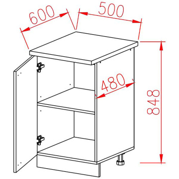 Шкаф напольный 500х850х480 мм BROZEX-WOOD Viola