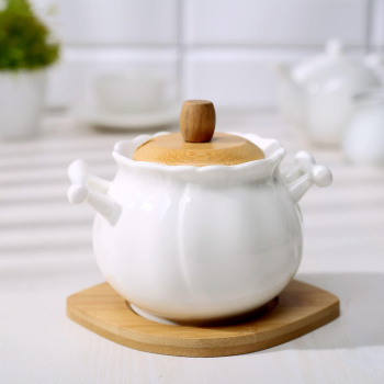 Сахарница "Эстет" на деревянной подставке 500 мл