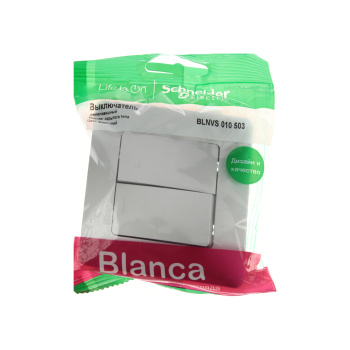 Выключатель "BLANCA" СП 2кл. алюминиевый 10А 250В BLNVS010503 *10/60