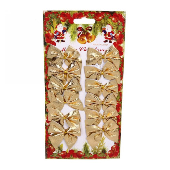 Бант на ёлку "Золотой  шик" 6 см (набор 12 шт)