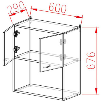 Шкаф навесной 600х676х290 мм BROZEX-WOOD Viola, с двумя дверцами, белый