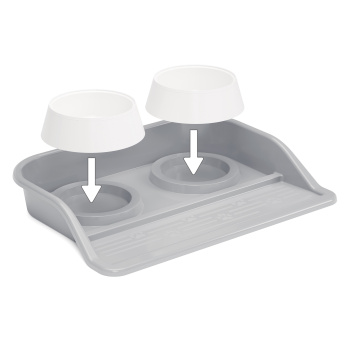 Миски для животных пластм. 2-е ёмкости на ПОДДОНЕ 410х300х60мм Серый М8629 *1/10 Миски для животных пластм. 2-е ёмкости на ПОДДОНЕ 410х300х60мм Серый М8629 *1/10