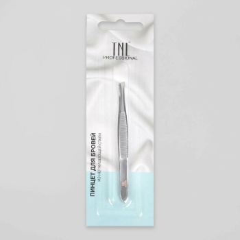 Пинцет узкий прямой наконечник 8,5см серебр TNL
