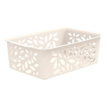 Корзина для хранения пластм. "Leaves" 184х127х62мм 1,2л Молочный арт.446 ("Полимербыт") *1/14
