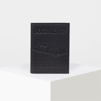 Обложка для автодокументов 10*0,3*13,5, с вкладышем, конгрев черный 1947290