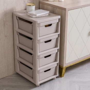 Комод пластм. Бытпласт Luxe,  300x385x690 мм, светло-бежевый, 4 ящика