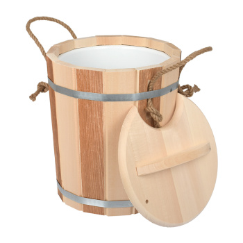 Запарник 9 л. «Контраст» с пластиковой вставкой с крышкой, липа, "Банные штучки" в кор./1