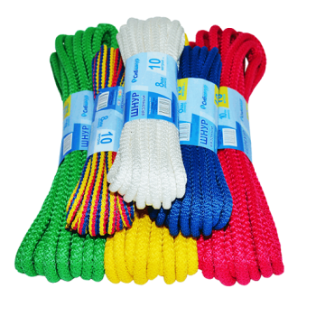 Шнур полипропиленовый d 3мм дл.10м Белый вязаный арт.30283 ("Сибшнур") *1/150