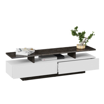 Тумба под ТВ 1600*426*386 Белый/Ателье темн.глянец Монтана ТриЯ*1