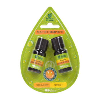 Набор эфирных масел  "Эвкалипт и лимон" 2 шт по 10мл. в блистере 32371 "Банные штучки" *1/20