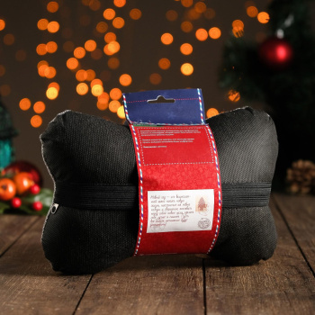 Подушка автомобильная подарочная "Новый год", на подголовник, лен, серый, 18х26 см 5458982