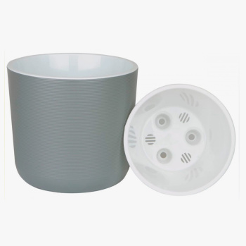 Кашпо пластм. "Лион"  3л d верха 170мм h160мм со вставкой Серый муссон ЛИ17-20 *1/10