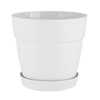 Кашпо пластм. "Villa de Fiori" 20л d верха 360мм h330мм с поддоном Колёса Белоснеж. IG660410048*1/6 Кашпо пластм. "Villa de Fiori" 20л d верха 360мм h330мм с поддоном Колёса Белоснеж. IG660410048*1/6