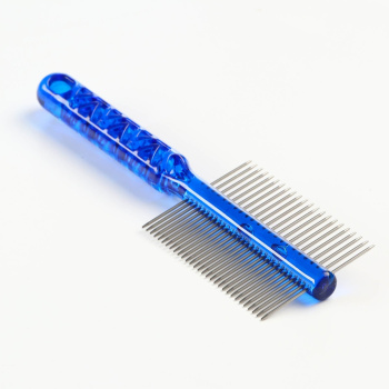 Расчёска для шерсти "Пузырьки" двухсторонняя, прозрачная, 19,5 х 5,6 см, синяя 7438020